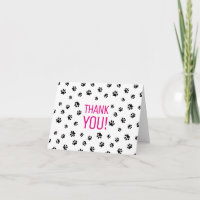 Black Paw Prints | Thank You Card