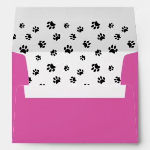 Black Paw Prints with Name and Address Envelope