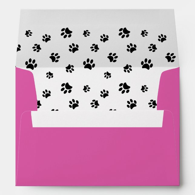 Black Paw Prints with Name and Address Envelope (Back (Bottom))