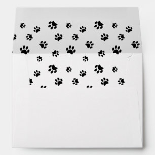 Black Paw Prints with Name and Address Envelope