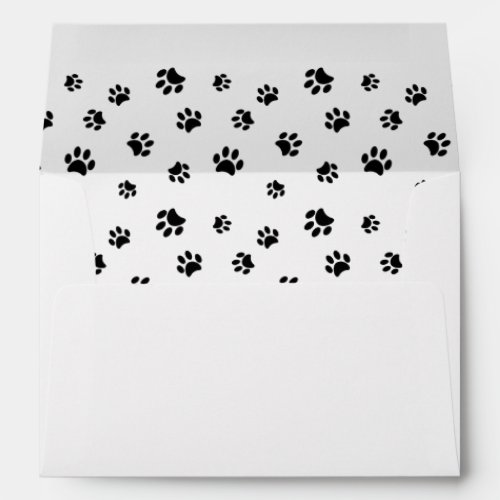 Black Paw Prints with Name and Address Envelope
