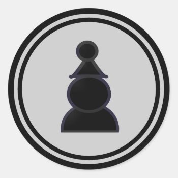 Black Pawn Chess Piece Classic Round Sticker by Chess_store at Zazzle