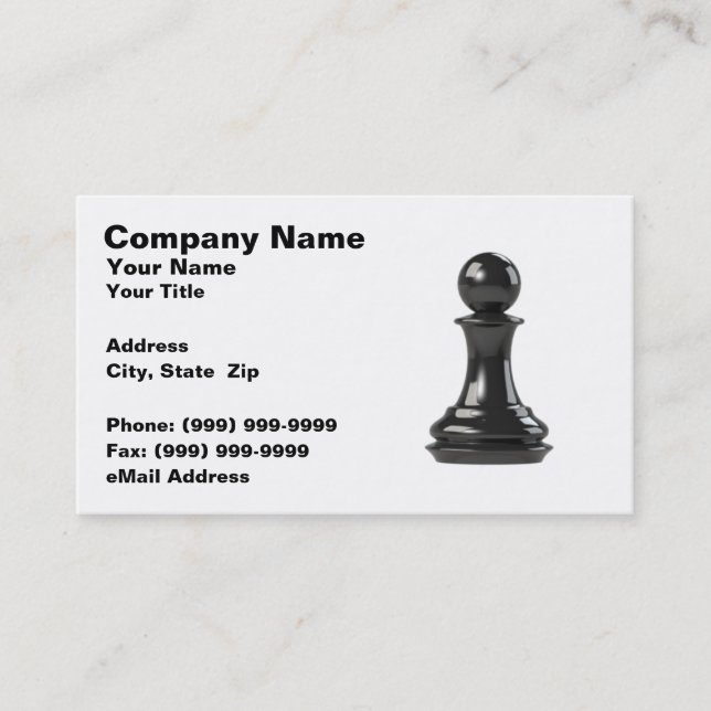 Black Pawn Chess Piece on White Background Business Card (Front)