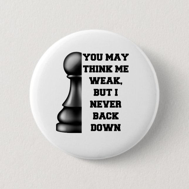 Black Pawn Chess Strength Resilience Strategy Powe Button (Front)