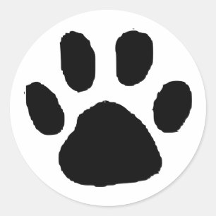 Black PawPrint (Paw Print) Design Classic Round Sticker