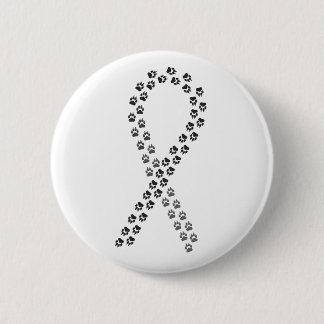Black Pawprint Ribbon Pinback Button