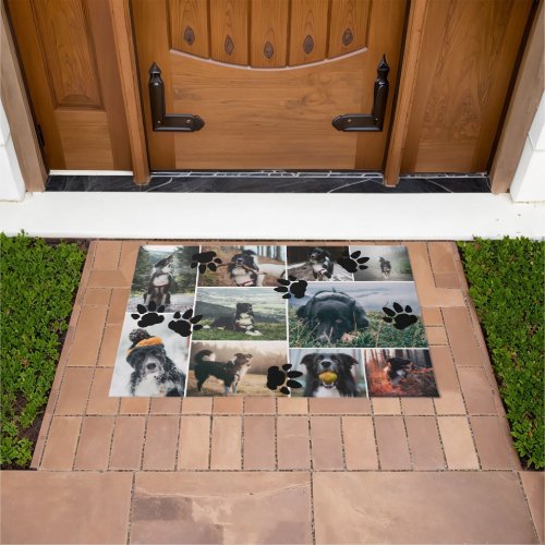 Black Paws Add Year 10 Pet Photo Collage Doormat