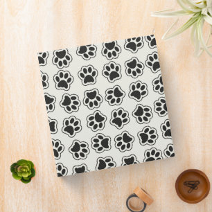 Black Paws, Dog Paws, Cat Paws, Outline 3 Ring Binder
