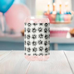 Black Paws, Dog Paws, Cat Paws, Outline Can Glass