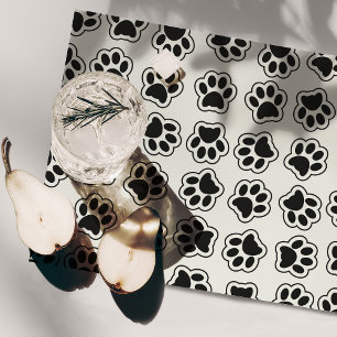 Black Paws, Dog Paws, Cat Paws, Outline Cloth Placemat