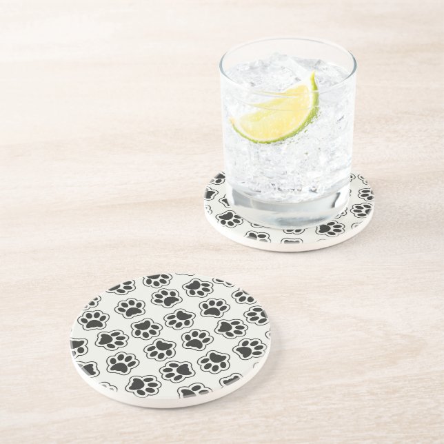 Black Paws, Dog Paws, Cat Paws, Outline Coaster (Side)