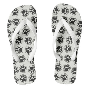 Black Paws, Dog Paws, Cat Paws, Outline Flip Flops