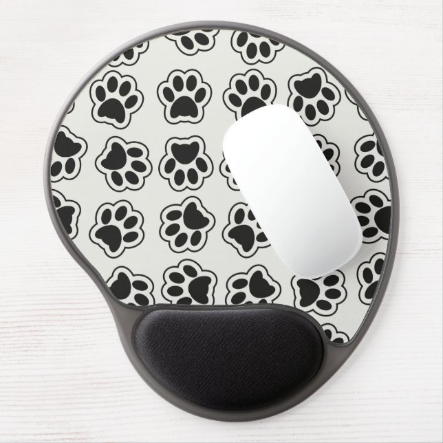 Black Paws, Dog Paws, Cat Paws, Outline Gel Mouse Pad (Left Side)