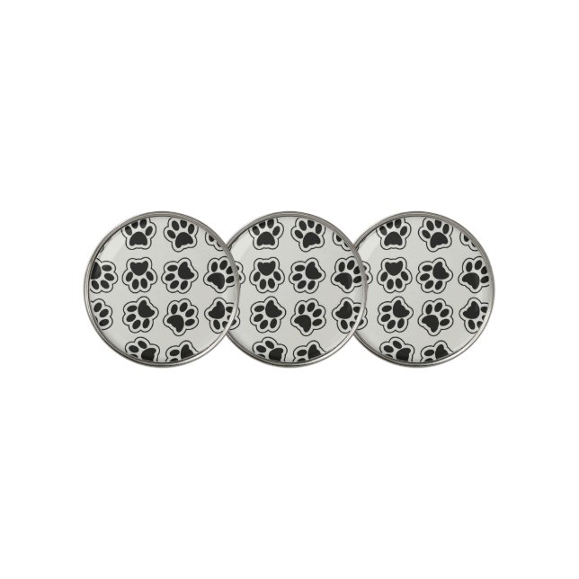 Black Paws, Dog Paws, Cat Paws, Outline Golf Ball Marker (3 Up)