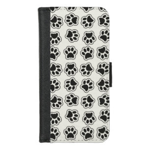 Black Paws, Dog Paws, Cat Paws, Outline iPhone 8/7 Wallet Case