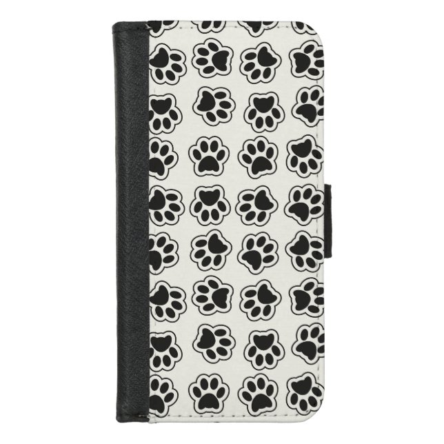 Black Paws, Dog Paws, Cat Paws, Outline iPhone Wallet Case (Front)