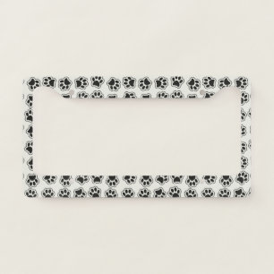 Black Paws, Dog Paws, Cat Paws, Outline License Plate Frame