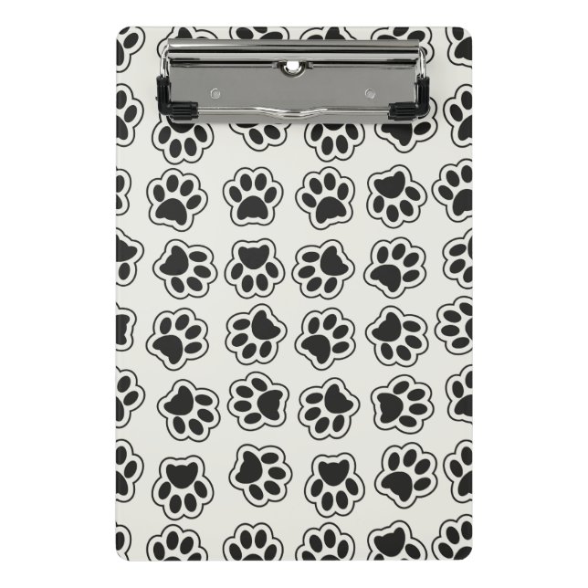 Black Paws, Dog Paws, Cat Paws, Outline Mini Clipboard (Front)