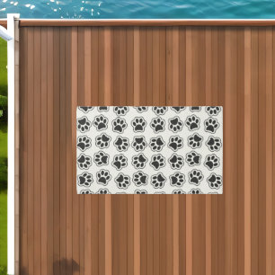 Black Paws, Dog Paws, Cat Paws, Outline Outdoor Rug