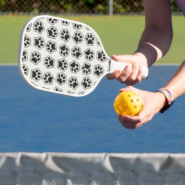 Black Paws, Dog Paws, Cat Paws, Outline Pickleball Paddle (Insitu)