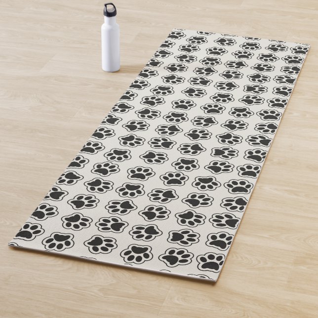 Black Paws, Dog Paws, Cat Paws, Outline Yoga Mat (In Situ)