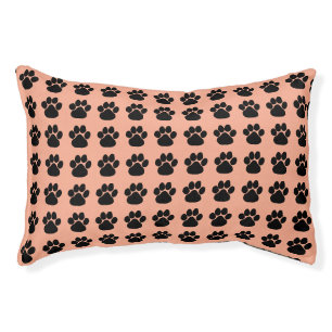 Black Paws Peach Small Dog Pet Bed