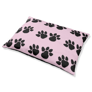 Black Paws Pink and Black Outdoor Large Dog bed