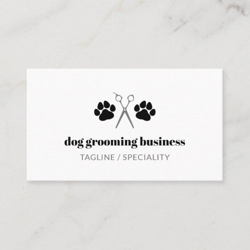 Black Paws  Scissors Dog Grooming Business Card