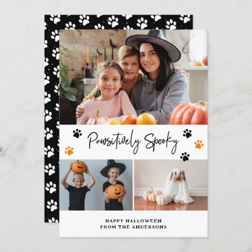 Black Pawsitively Spooky Pet Photo Halloween Holiday Card