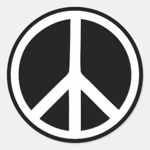 black peace sign classic round sticker