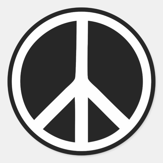 black peace sign classic round sticker (Front)