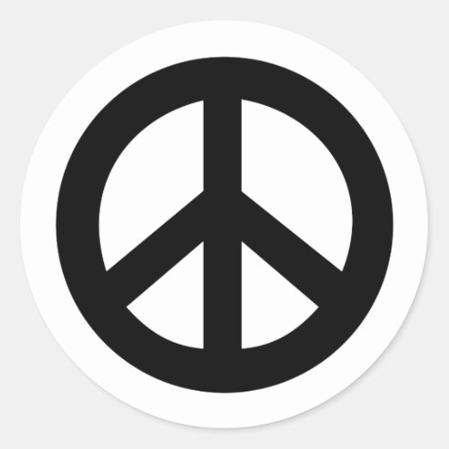 Black Peace Sign Classic Round Sticker