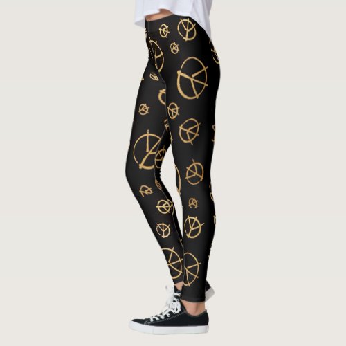 Black Peace Sign Leggings