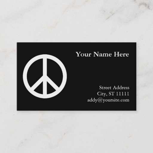 Customizable Black Peace Symbol Business Card