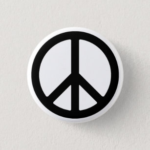 Black Peace Symbol Button