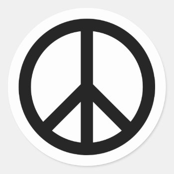 Black Peace Symbol Classic Round Sticker by peacegifts at Zazzle