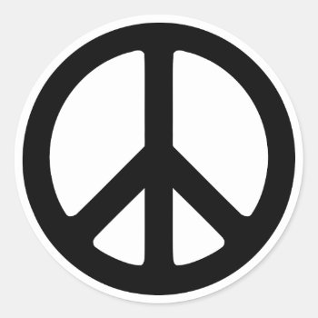 Black Peace Symbol Template Classic Round Sticker by peacegifts at Zazzle