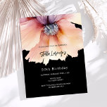 Black peach watercolored floral budget birthday