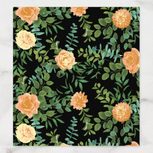 Black & Peach Wedding Modern Floral Envelope Liner