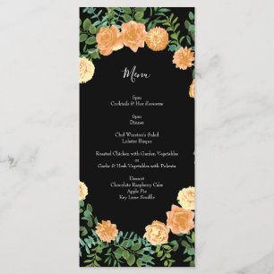 Black & Peach Wedding Modern Floral Menu