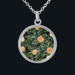 Black & Peach Wedding Modern Floral Sterling Silver Necklace<br><div class="desc">Beautiful black & peach modern floral wedding is a gorgeous dark elegant wedding design!</div>