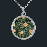 Black & Peach Wedding Modern Floral Sterling Silver Necklace<br><div class="desc">Beautiful black & peach modern floral wedding is a gorgeous dark elegant wedding design!</div>
