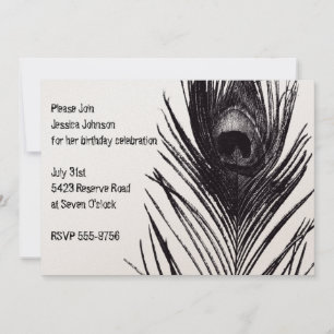 Black Peacock Birthday Invitation