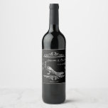 Black Peacock Flourish Wedding Wine Label<br><div class="desc">Personalize a unique wine label for your wedding reception with a Black Peacock Flourish Wedding Wine Label.  Wine Label design features an elegant peacock adorned with flourishes.  Personalize with the groom and bride's names along with the wedding date. Additional wedding stationery available with this design as well.</div>