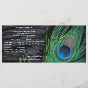Black Peacock Velvet Background Wedding Program