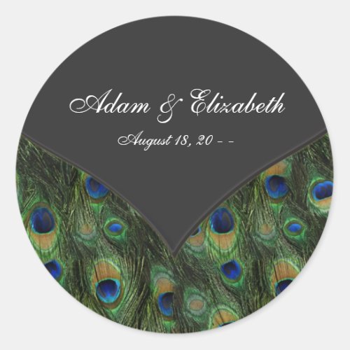 Black Peacock Wedding Favor Label