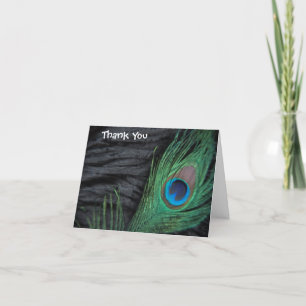 Black Peacock Wedding Thank You Card