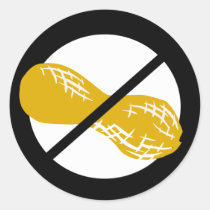 Black Peanut Free Nut Allergy Kids Classic Round Sticker