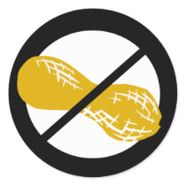 Black Peanut Free Nut Allergy Kids Classic Round Sticker