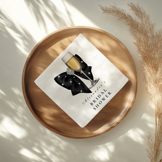 Black Pearl Bow Bridal Shower Napkins (Creator Uploaded)